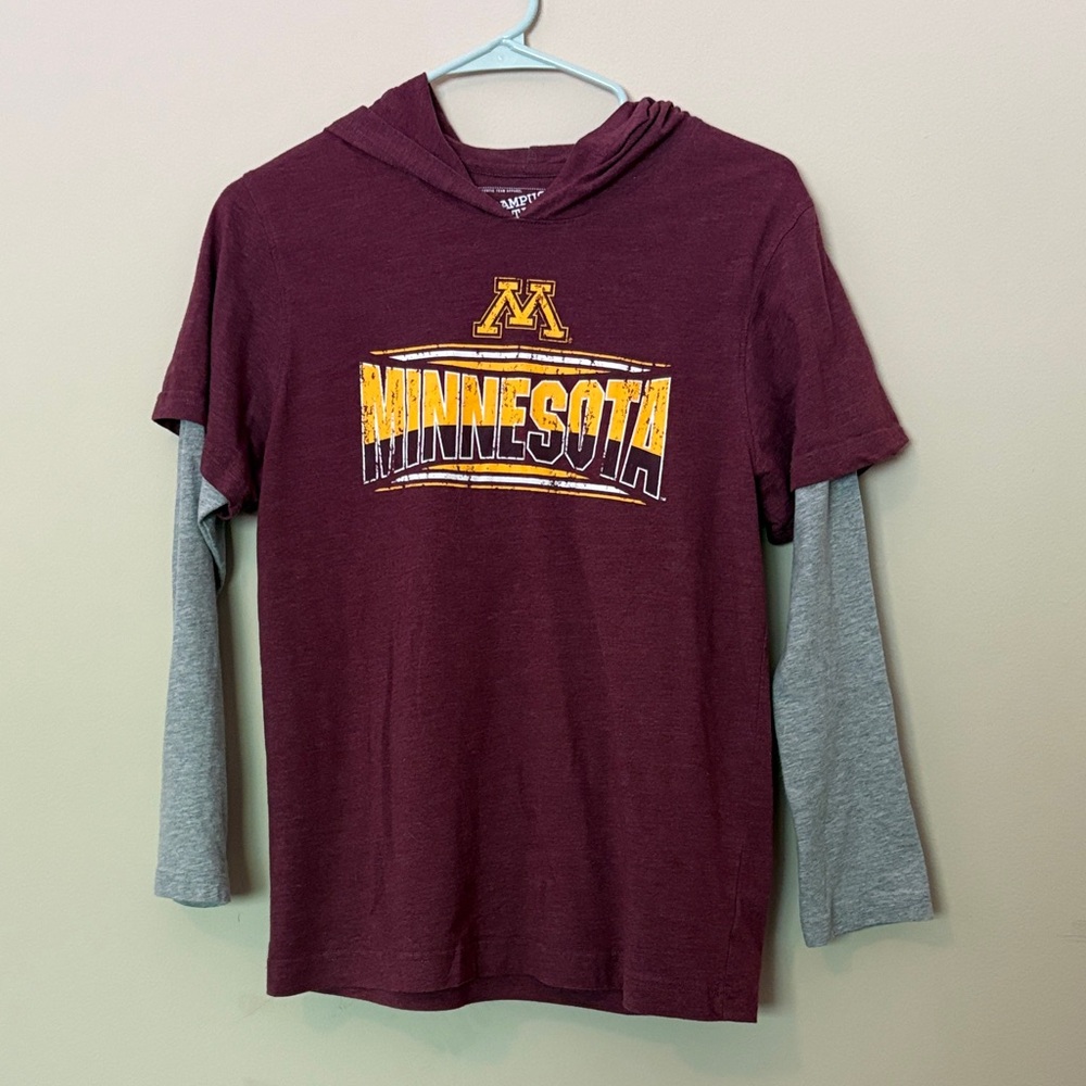 Campus Heritage Maroon and Gray Minnesota Kids Hoodie